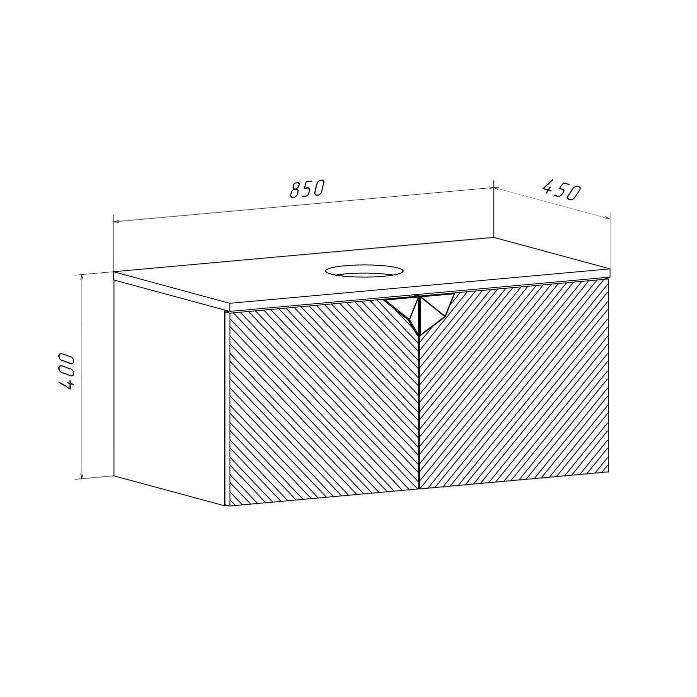 Тумба RUNO Андорра 85 кашемир серый дуб какао подвесная под накладной умывальник (00-00002017) - фото 3