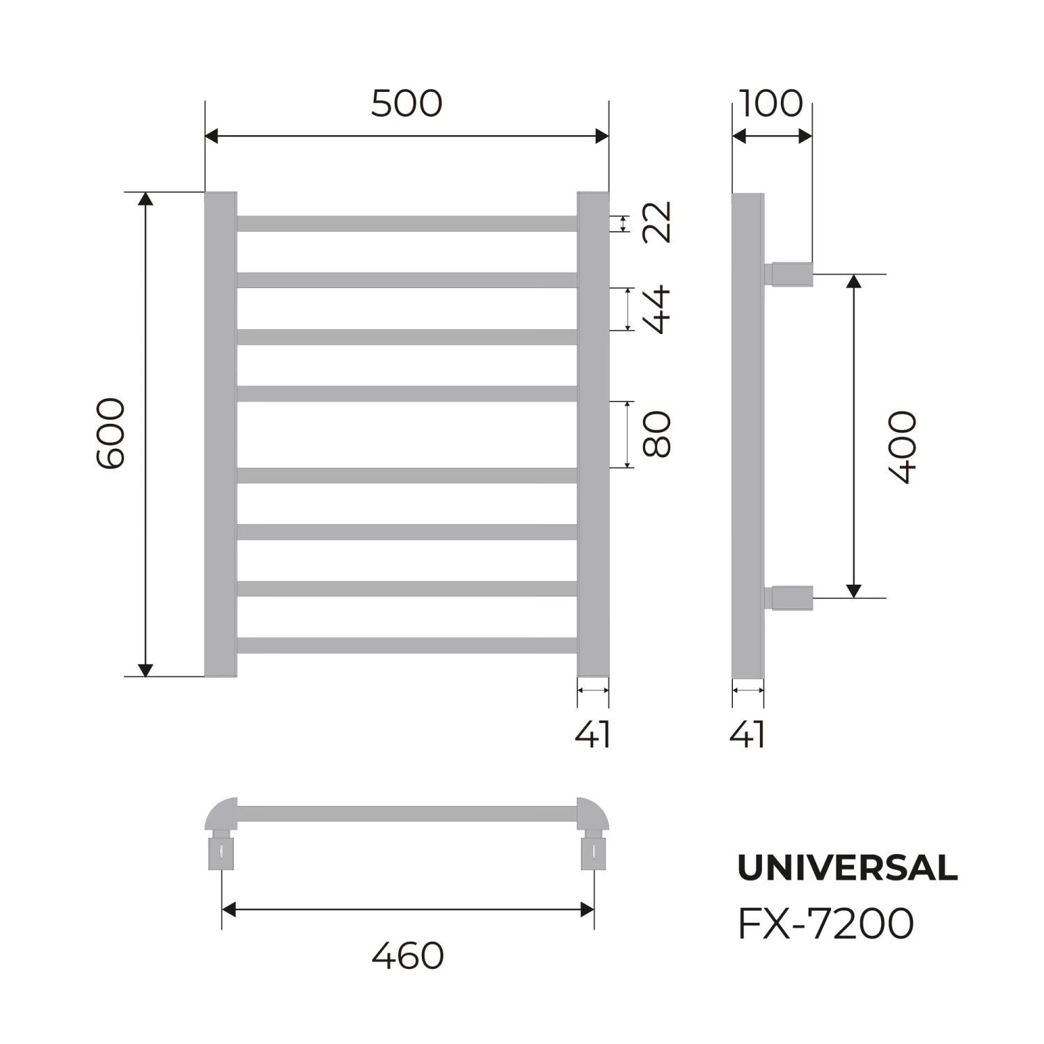 Полотенцесушитель электрический Fixsen UNIVERSAL 600х500 графит (FX-7200F) - фото 3