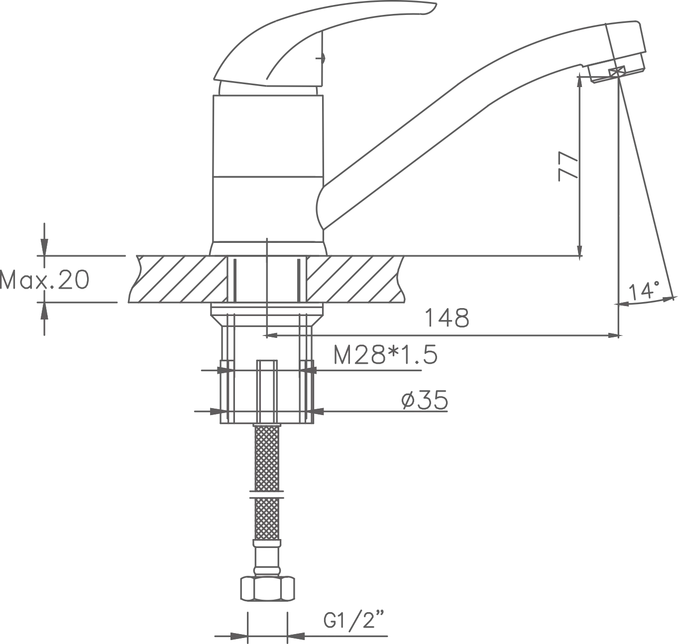Смеситель для кухни Cron хром (CN4529-2) - фото 2