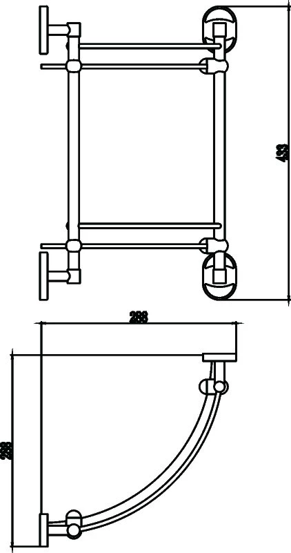 Полка угловая двойная (стеклянная) Savol 70 (S-007073-2) - фото 2