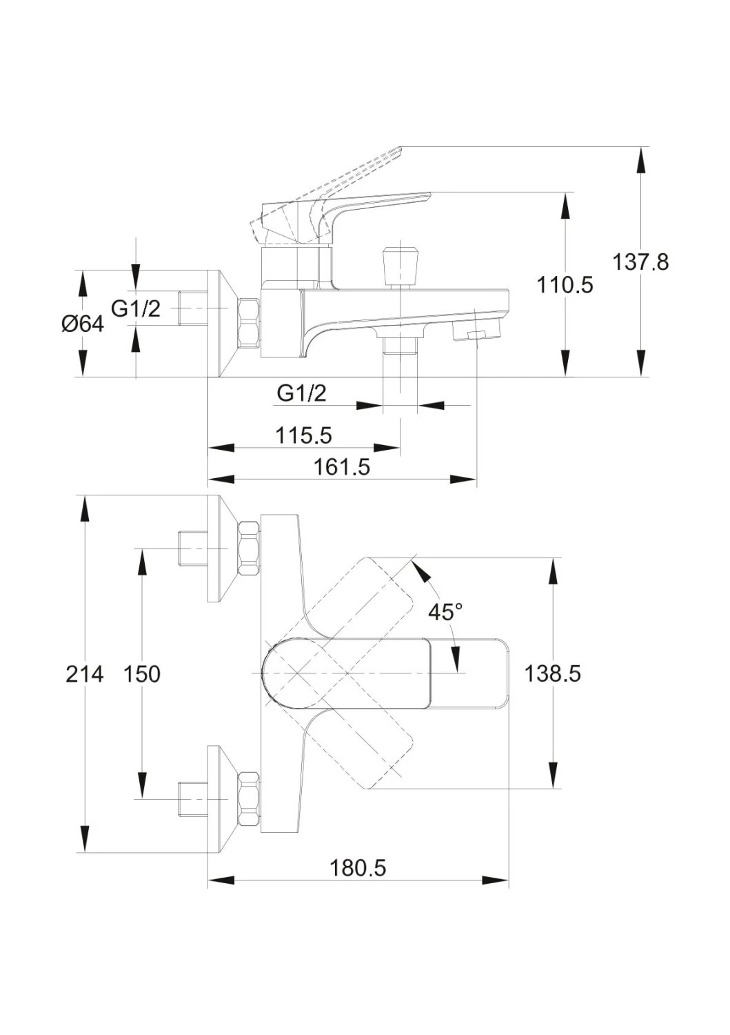 Смеситель для ванны Cersanit NATURE однорычажный (63064) - фото 3