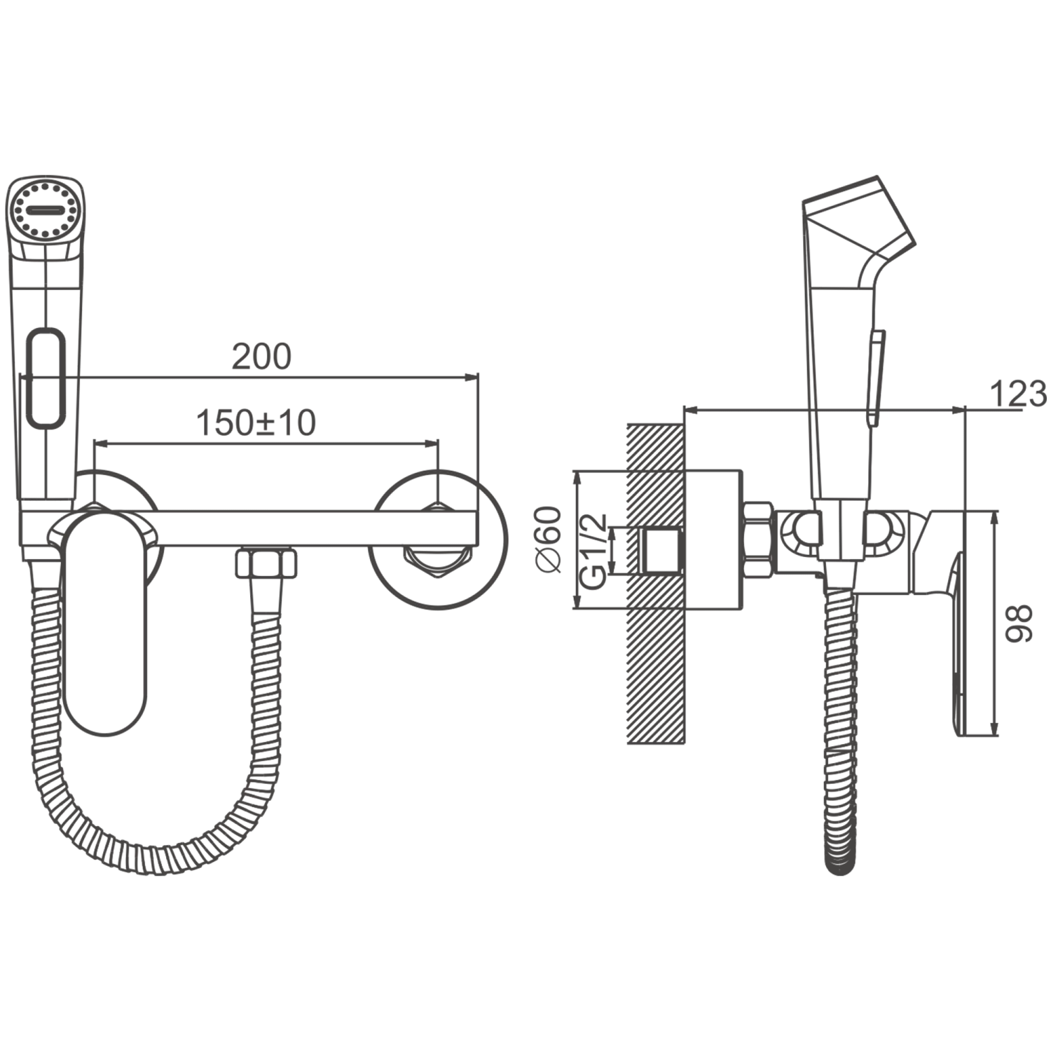 Гигиенический душ BELZ черный (B55645-7) - фото 2