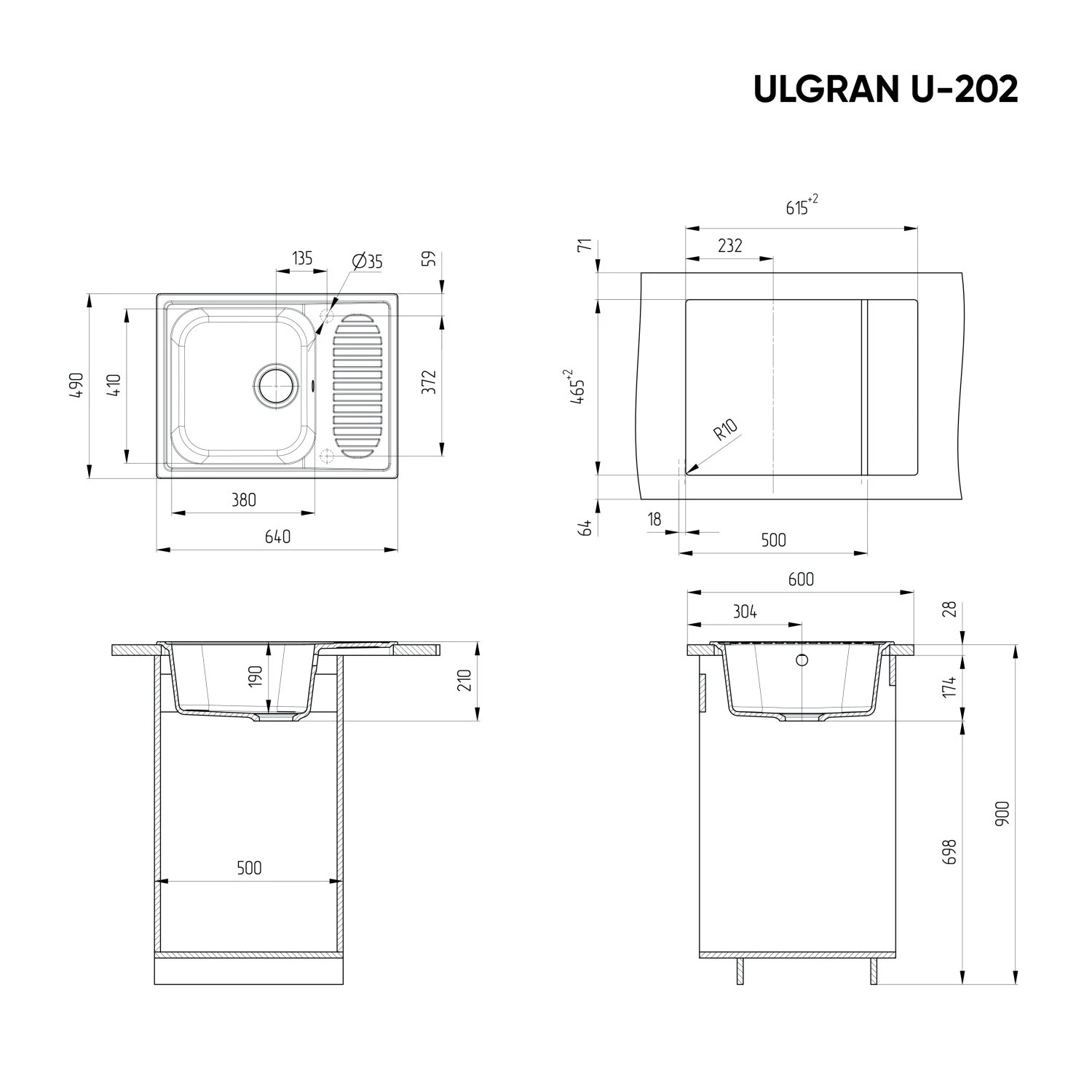 Мойка Ulgran Classic ультра-белый (U-202-341) - фото 5