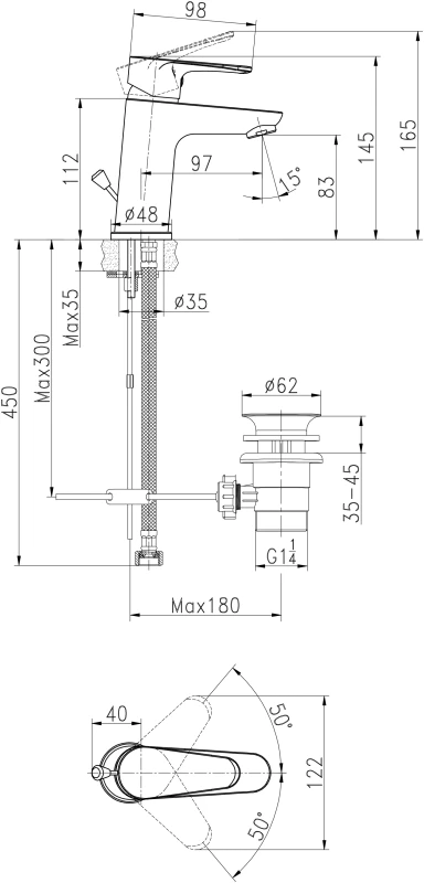 Смеситель для раковины Cersanit CERSANIA однорычажный сливной гарн. (63030) - фото 8