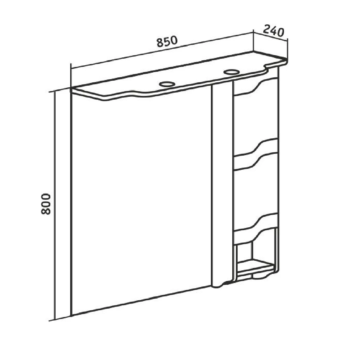 Зеркальный шкаф Runo правый Стиль 85 (00000001116) - фото 4