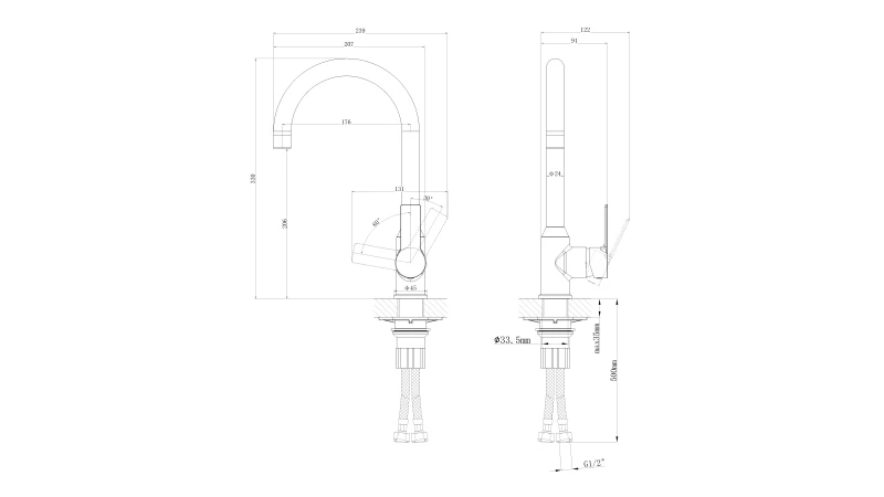 Смеситель для кухни CERSANIT VIBE однорычажный хром (68935) - фото 7