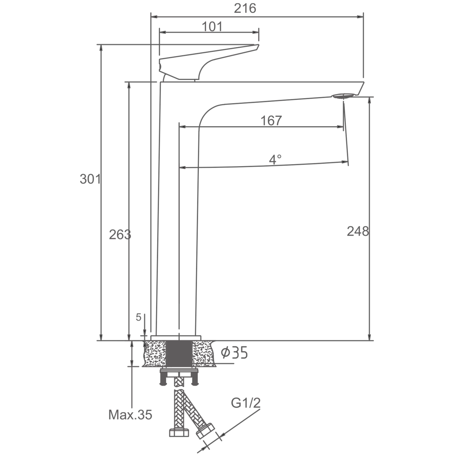 Смеситель для раковины HAIBA золотой (HB11726-5) - фото 3