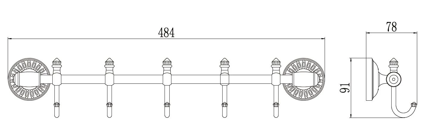 Планка с крючками (5 крючков) S-006675H Savol Планка с крючками (5 крючков) S-006675H Savol - фото 2