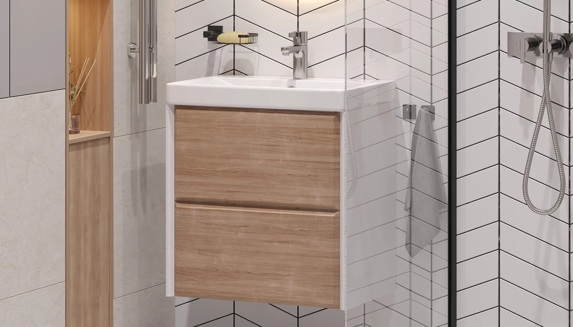 Тумба подвесная Velvex Gesso 60.2Y, белый/дуб сонома (tp.GES.9696.60.2Y белый матовый/дуб сонома) Тумба подвесная Velvex Gesso 60.2Y, белый/дуб сонома (tp.GES.9696.60.2Y белый матовый/дуб сонома) - фото 3