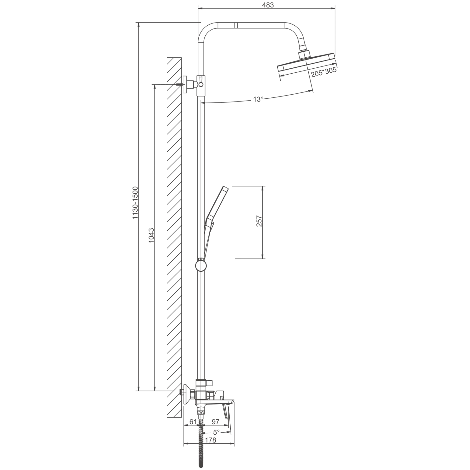 Душевая система BELZ оружейная сталь (B24715-3) - фото 2