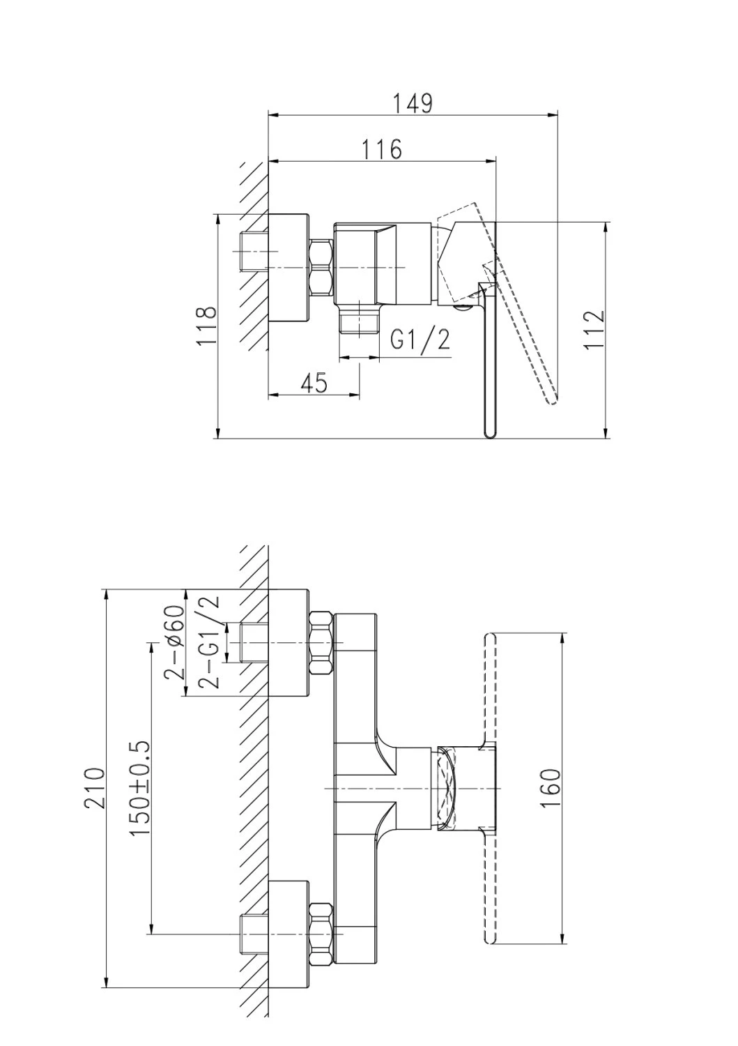 Смеситель для душа Cersanit BRASKO однорычажный (63022) - фото 3