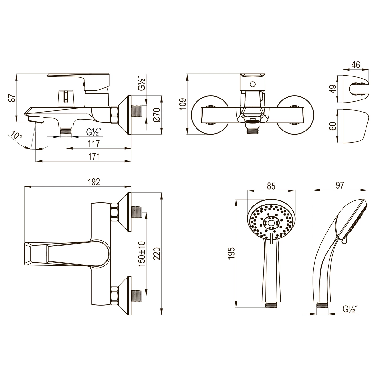 Смеситель Rossinka для ванны с монолитным изливом (RS28-30) - фото 2