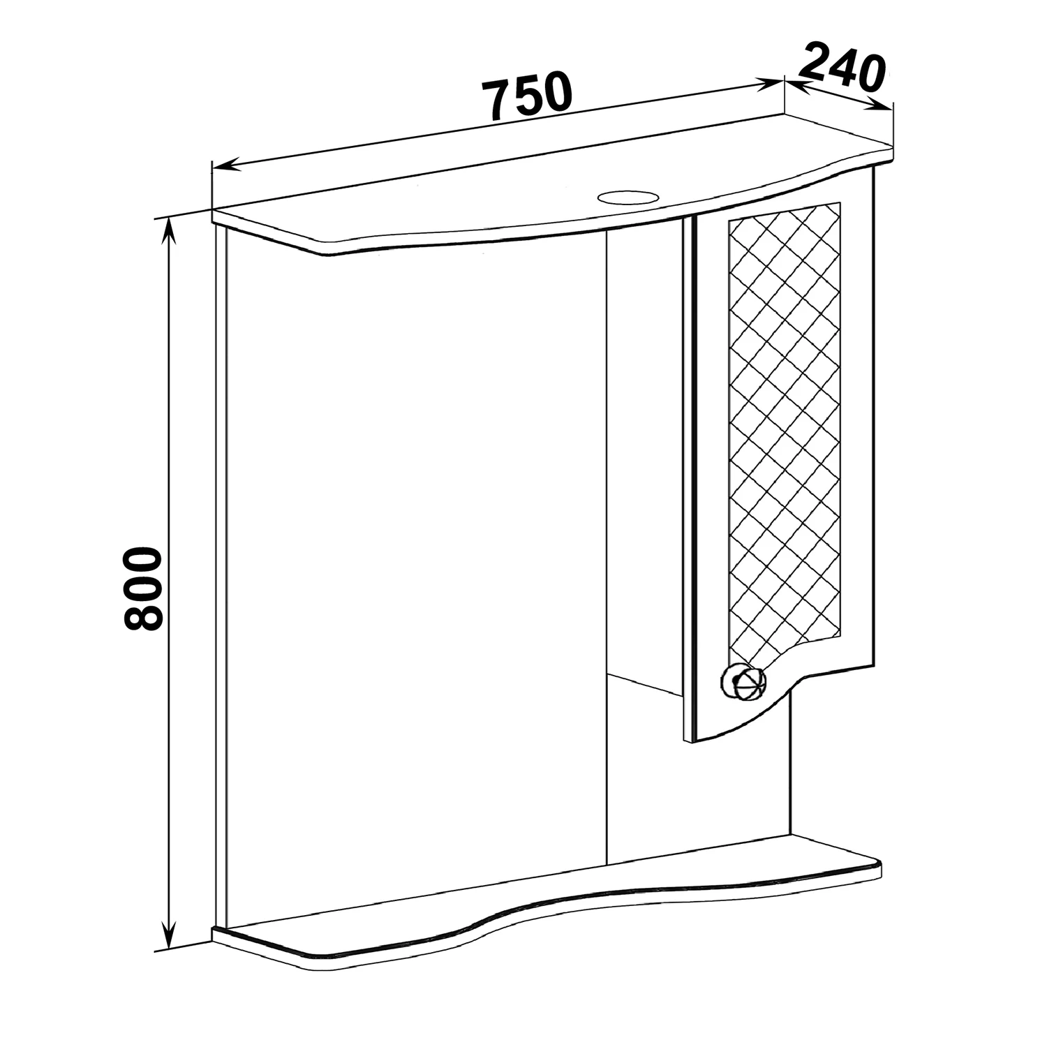 Зеркальный шкаф Runo правый Милано 75 (УТ000002098) - фото 5