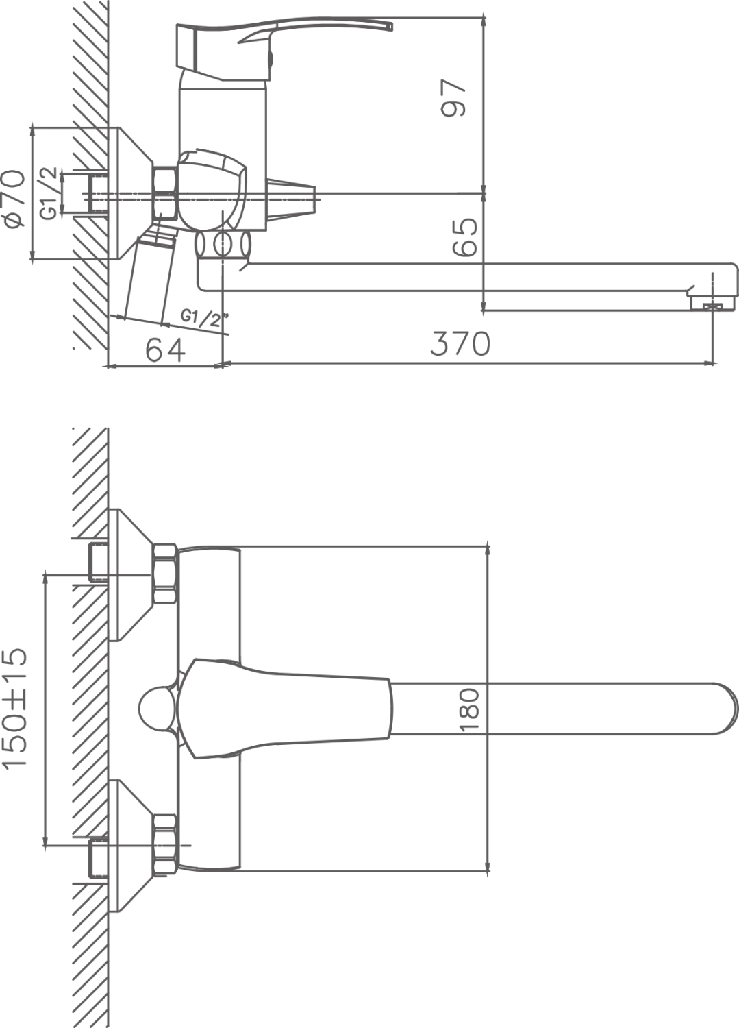 Смеситель для ванны Cron хром (CN2270) - фото 2