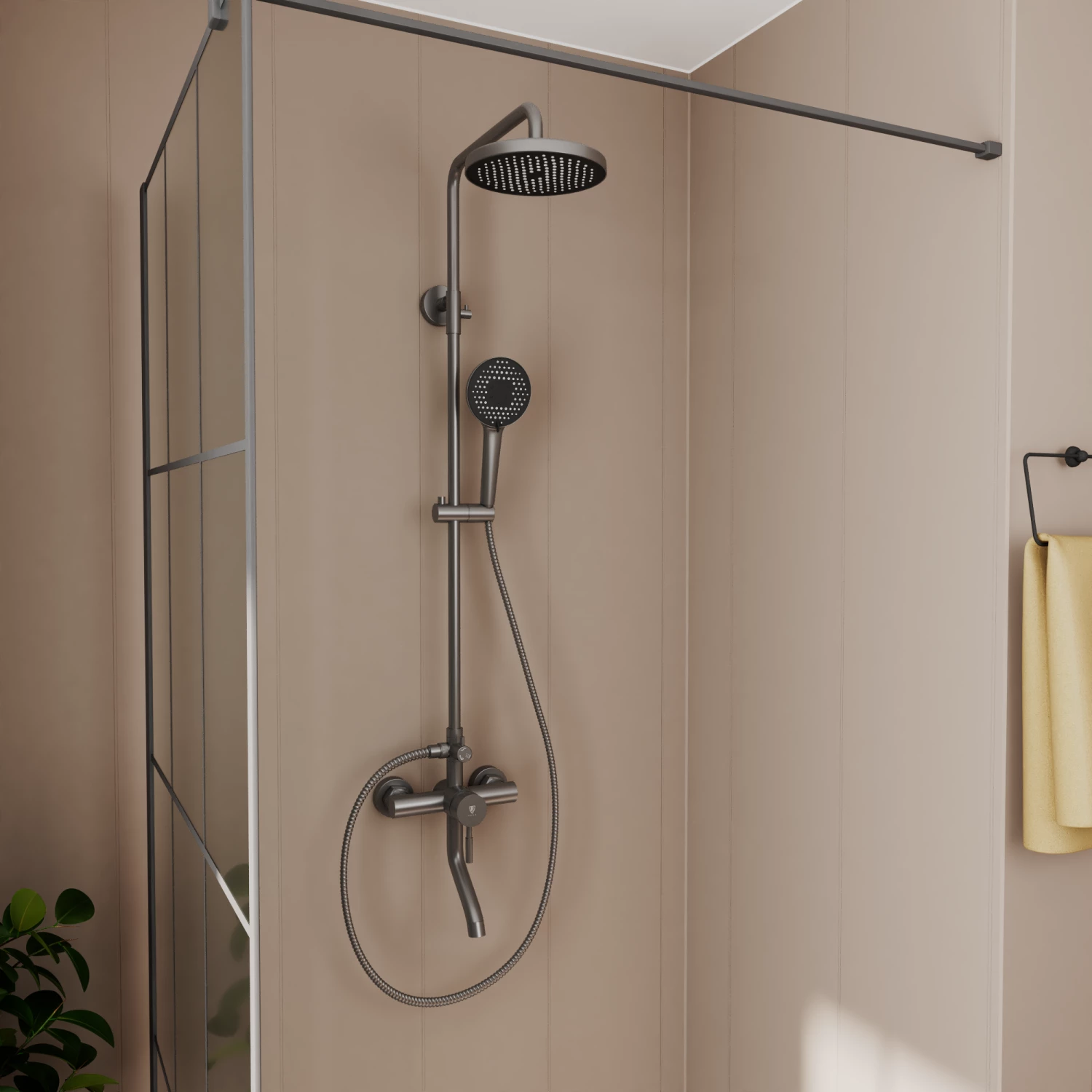 Душевая система с изливом RUSH Мелос (Melos) графит (SUS1101-40Grey) - фото 2