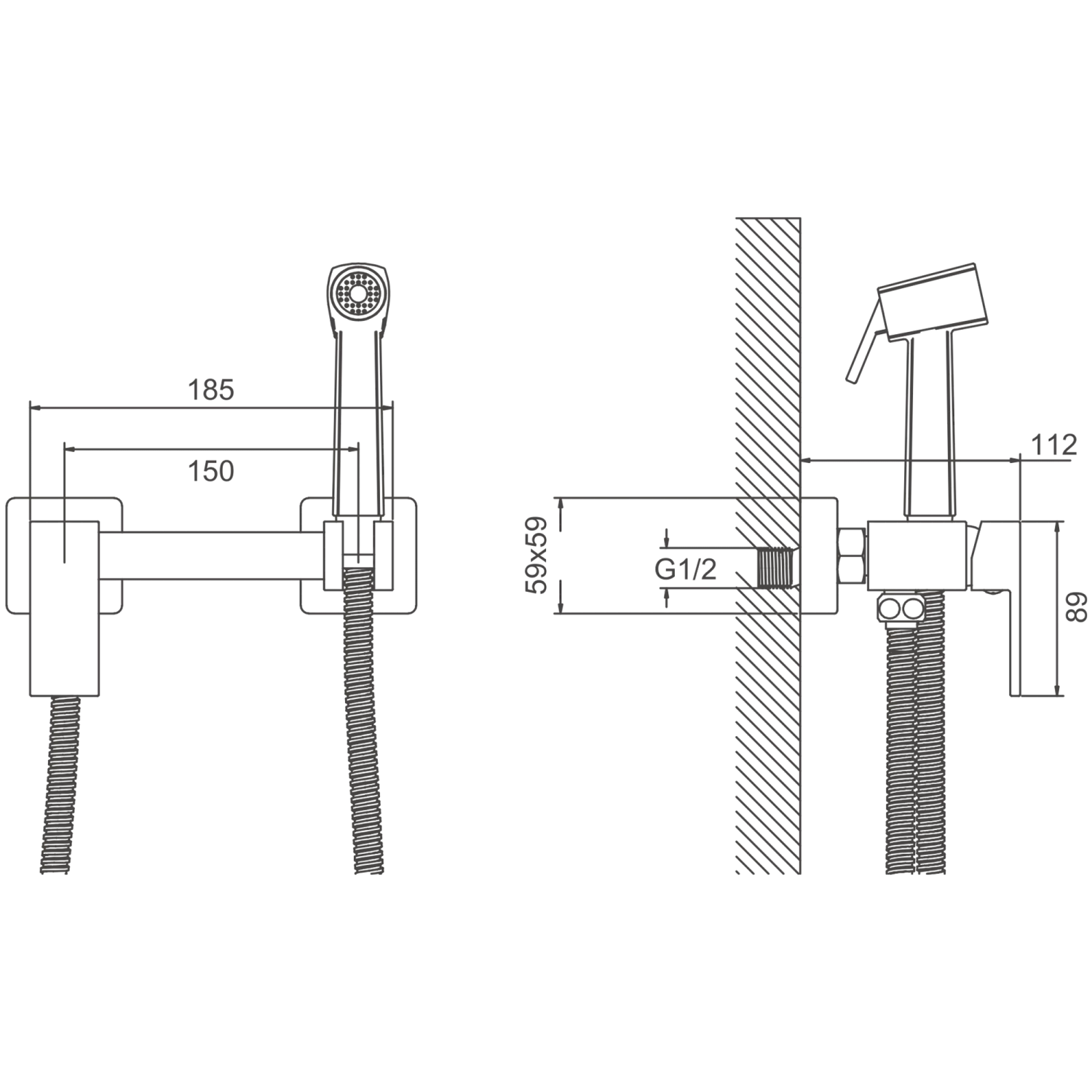 Смеситель BELZ с гигиенической лейкой оружейная сталь (B55806-3) - фото 2