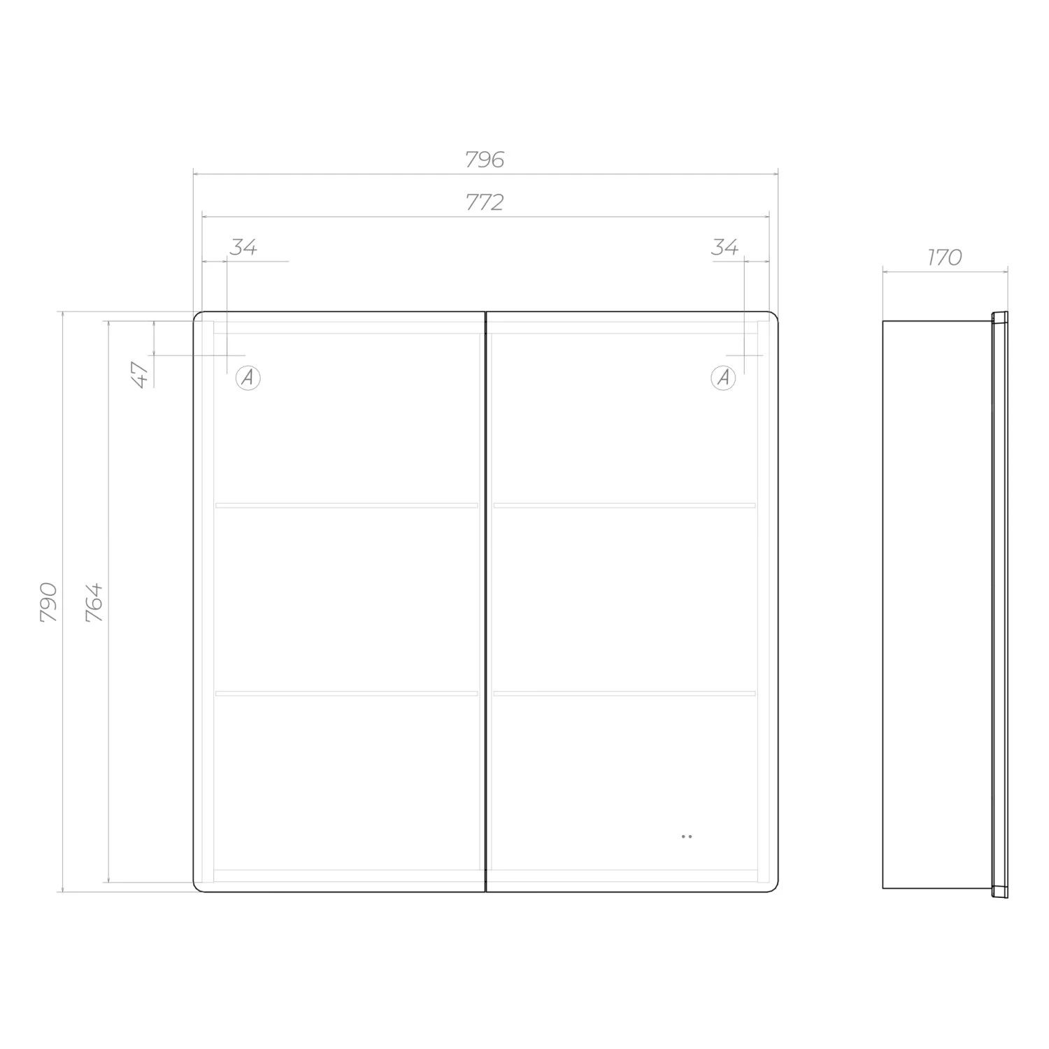 Шкаф VIGO навесной Geometry Comfort 800 с зеркалом (221) - фото 3
