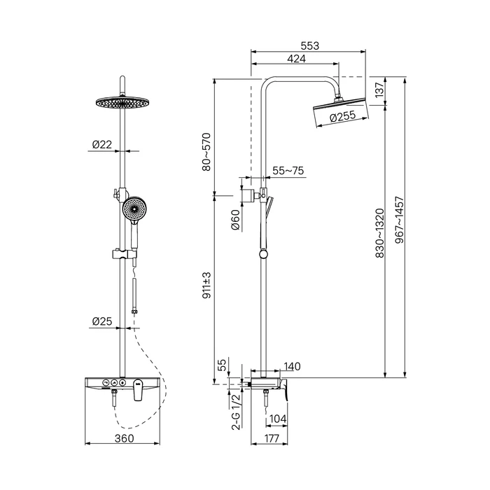 Смеситель для ванны с верхним душем IDDIS Shelfy (SHESB3Bi06) - фото 7