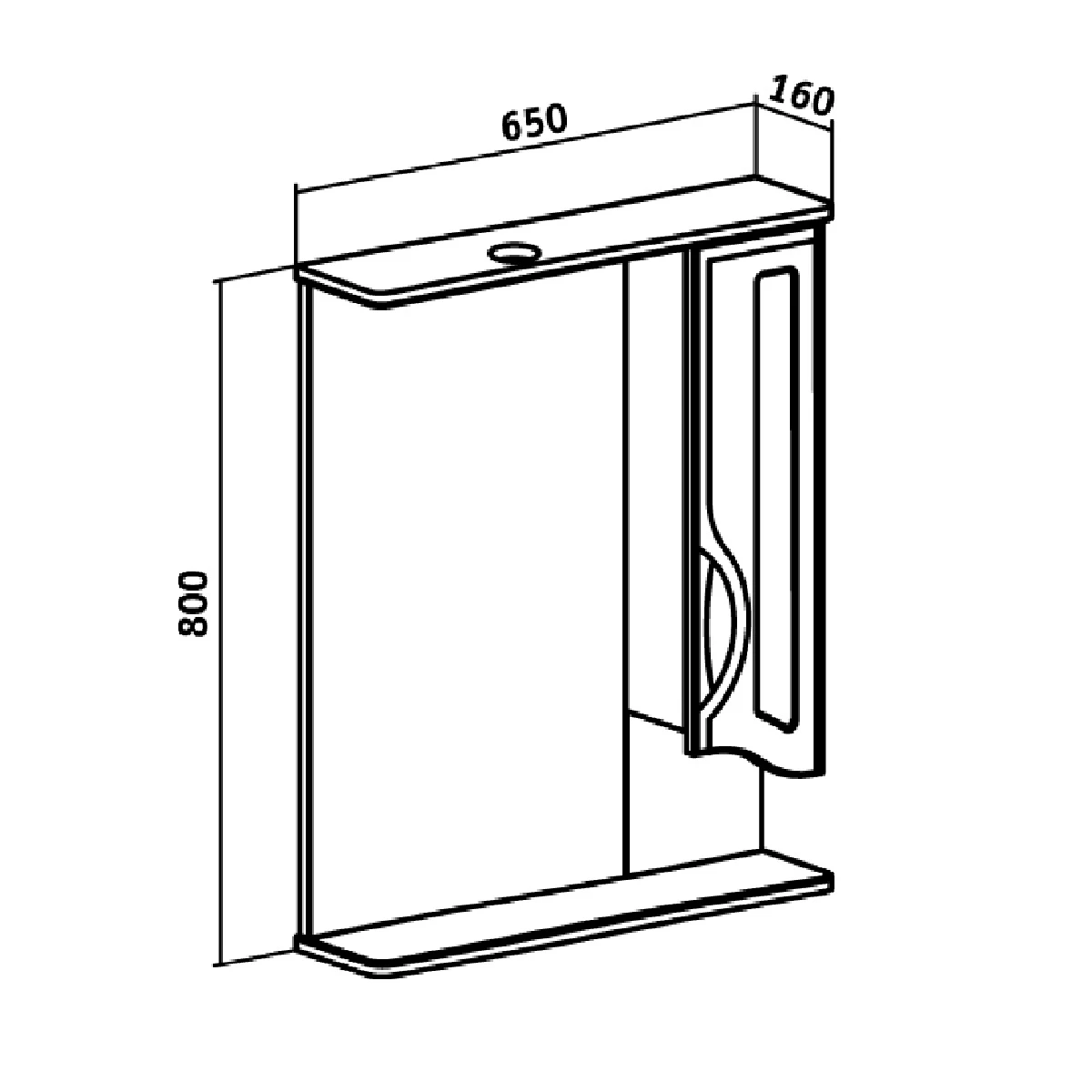 Зеркальный шкаф Runo правый Толедо 65 (00000001040) - фото 3