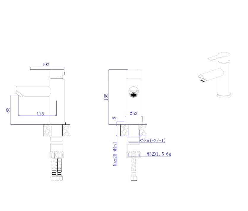 Смеситель для умывальника RUSH Сантьяго (Santiago) черный (SUS1116-11Black) - фото 2