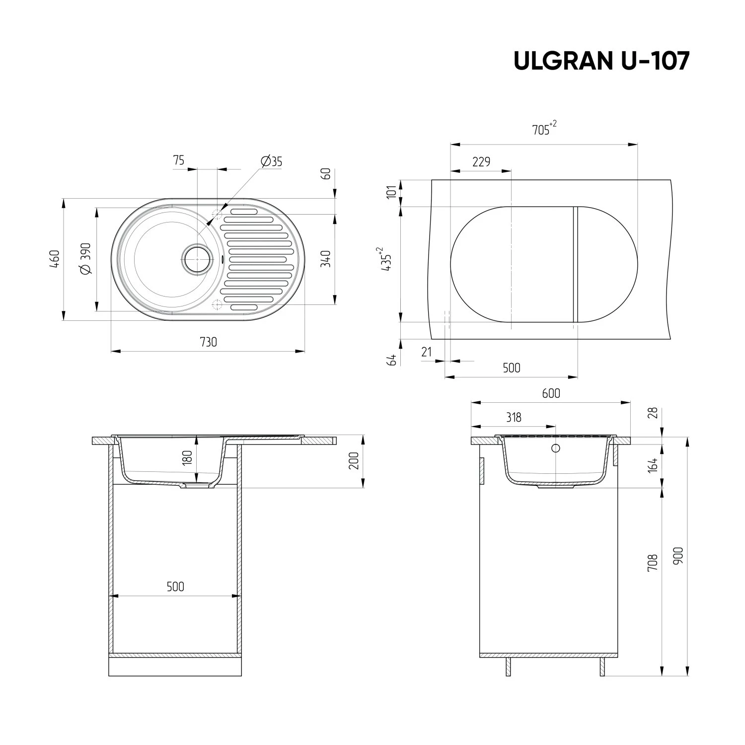 Мойка Ulgran Classic песочный (U-107-302) - фото 4