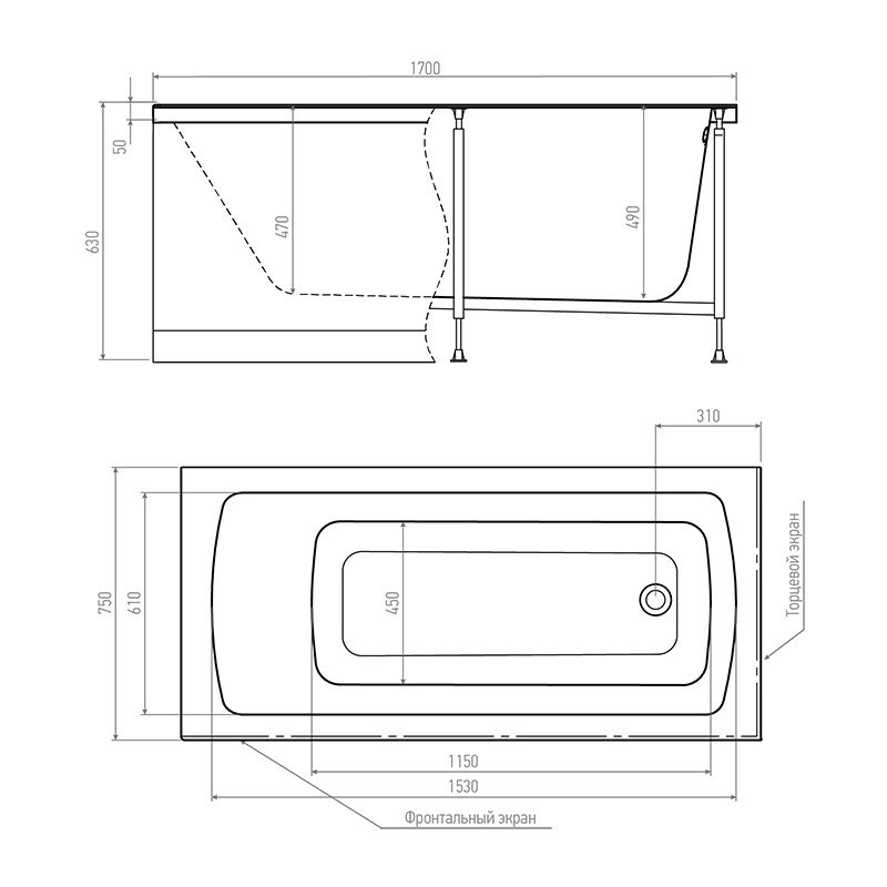 Акриловая ванна TIMO  RITTA 1200*700*630 (RITTA1270) - фото 3