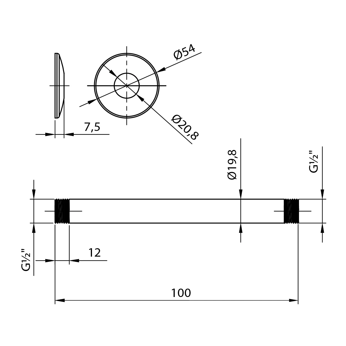 Держатель Lemark потолочный для лейки верхнего душа (LM8000C) - фото 2