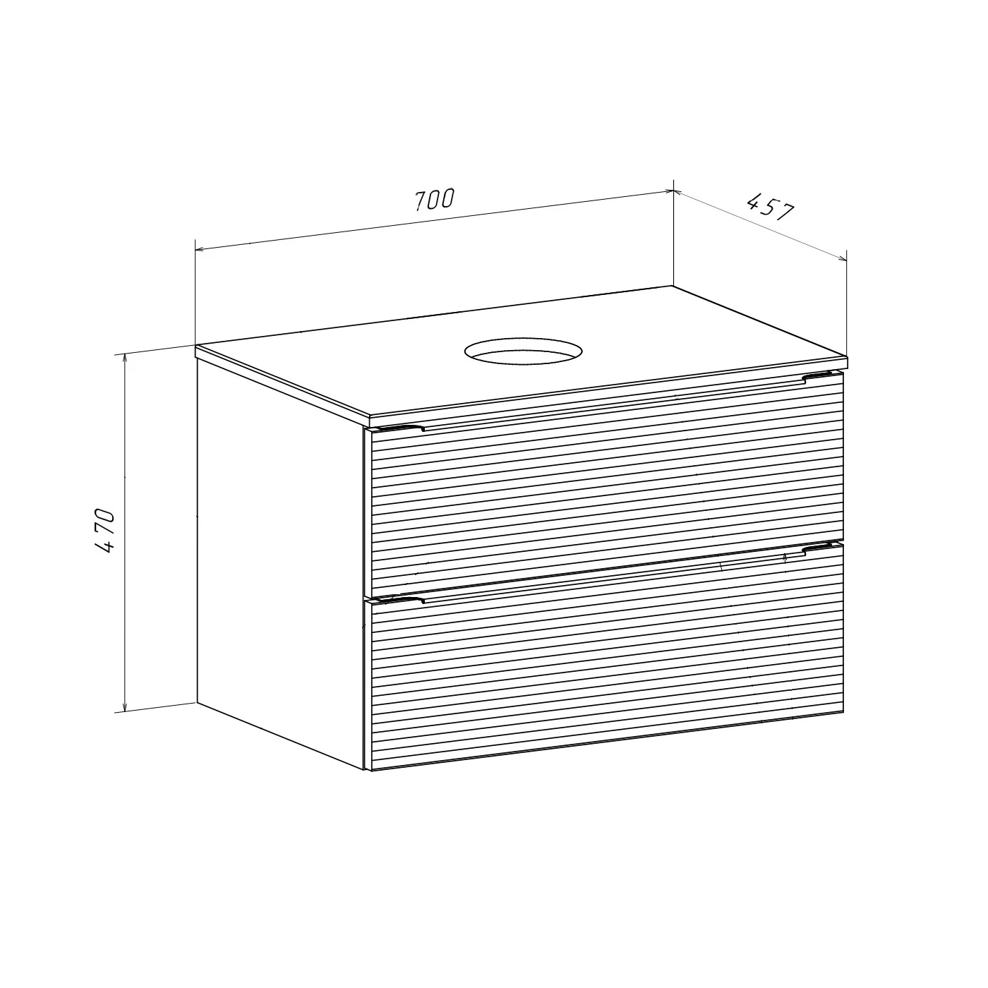 Тумба RUNO Орлеан 70 белый матовый/чёрный подвесная под накладной умывальник (00-00002022) - фото 4