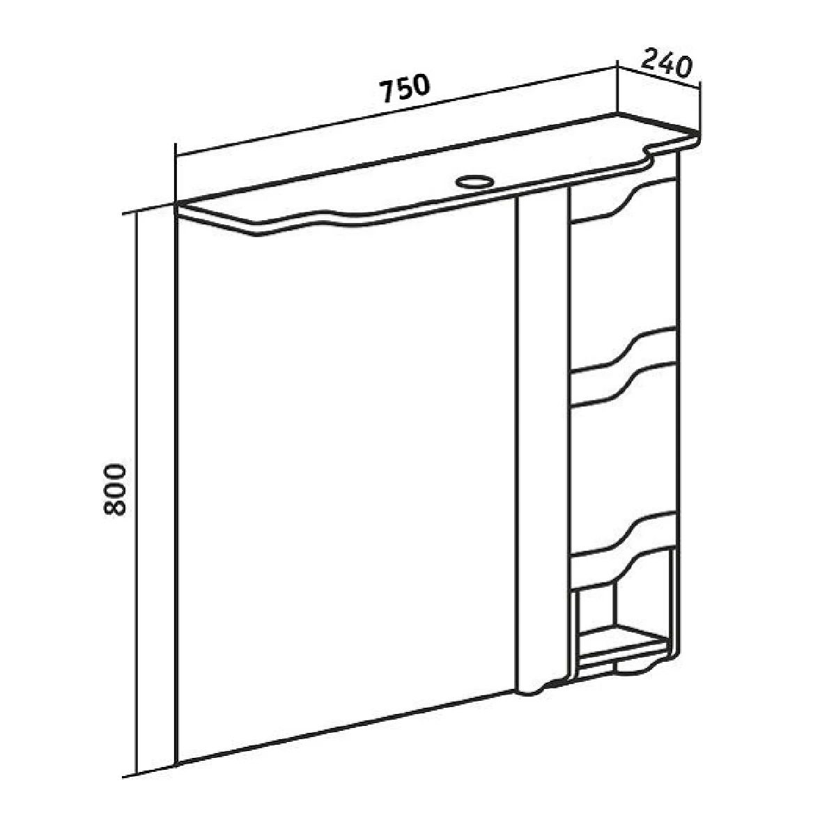 Зеркальный шкаф Runo правый Стиль 75 (00000001128) - фото 4