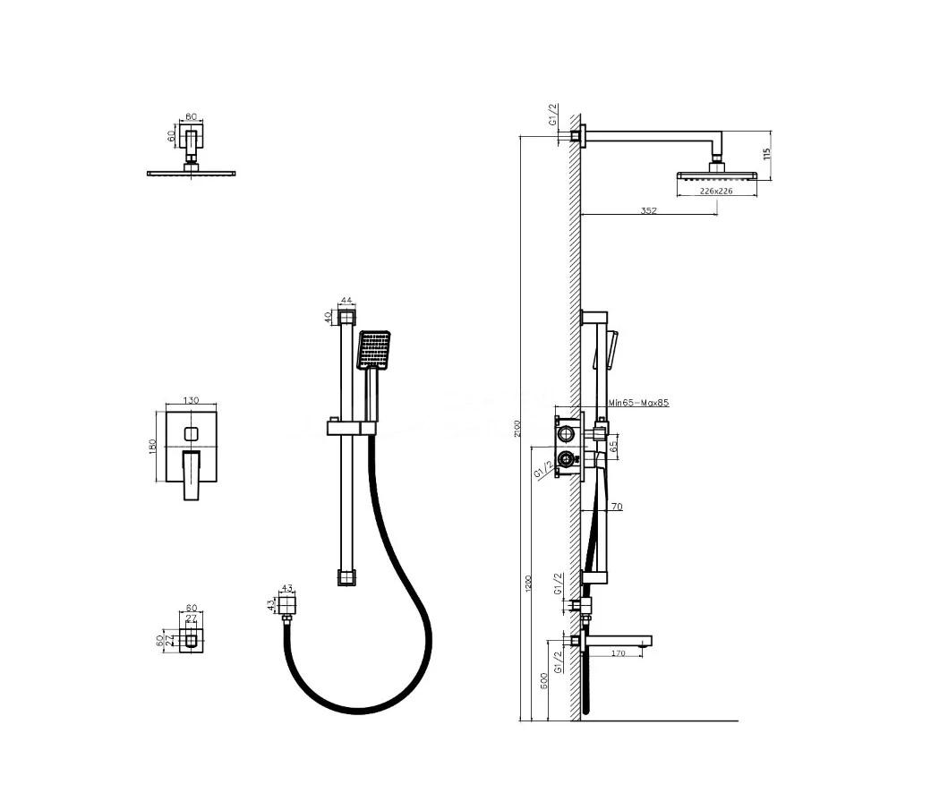 Встроенная душевая система RUSH Тира (Thira) (TR3635-60) - фото 3