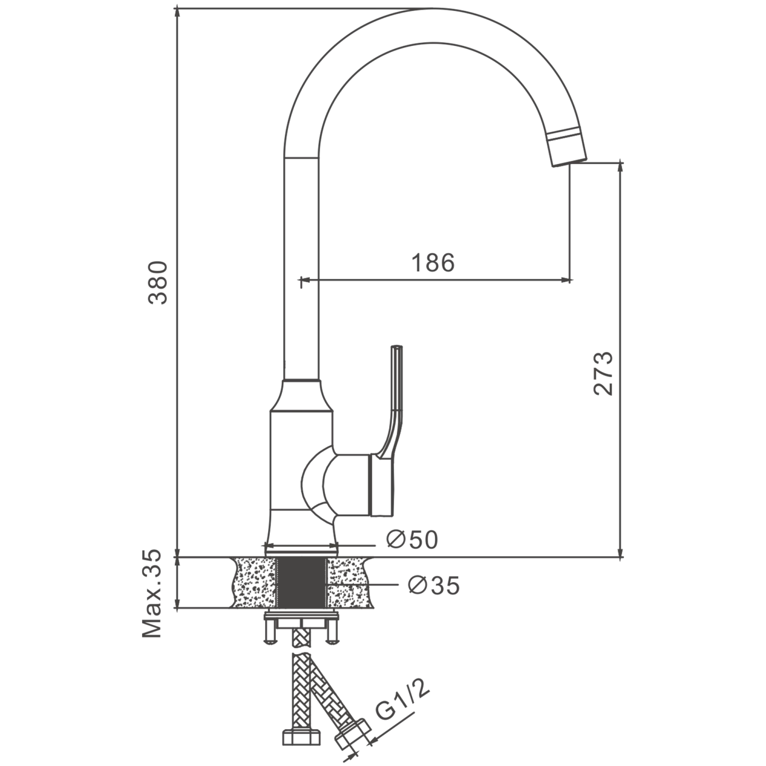 Смеситель для кухни BELZ B612 (B70612) - фото 2