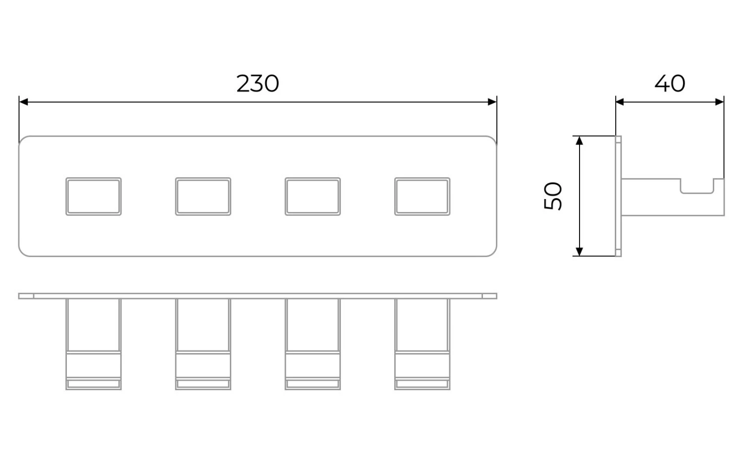 Вешалка-4 крючка Timo Selene (17015/17) золото матовое - фото 2