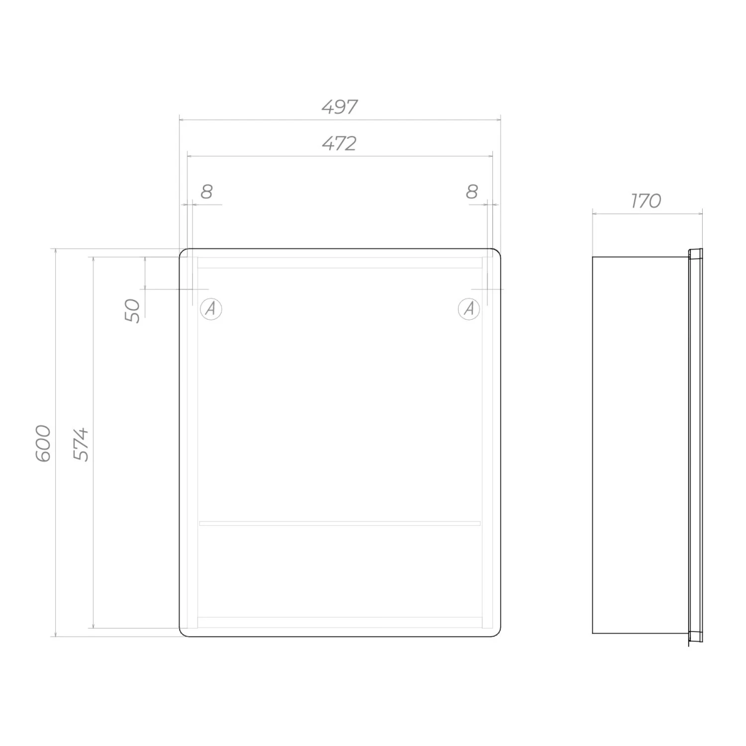 Зеркальный шкаф VIGO Geometry Step 500 с зеркалом (455) - фото 3