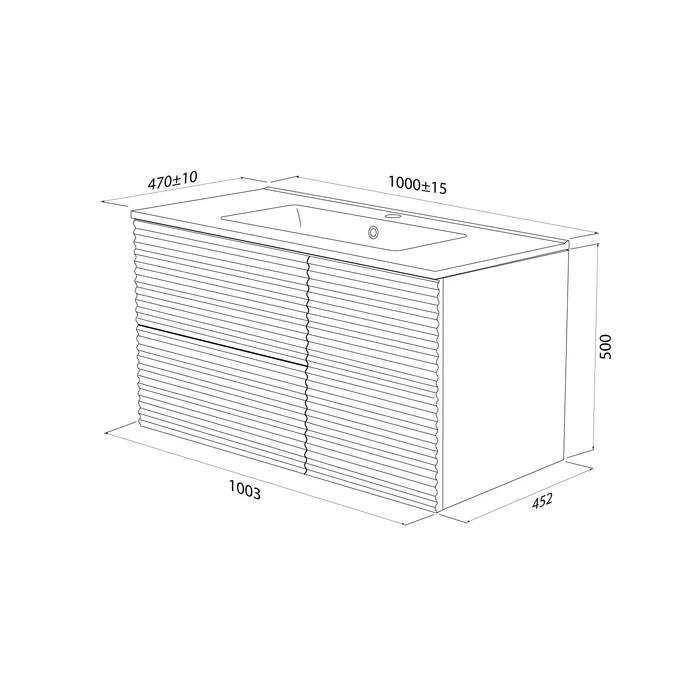 Тумба с умывальником, подвесная, 100 см, темно-серый, Bild, IDDIS, (BIL10G0i95K) - фото 7