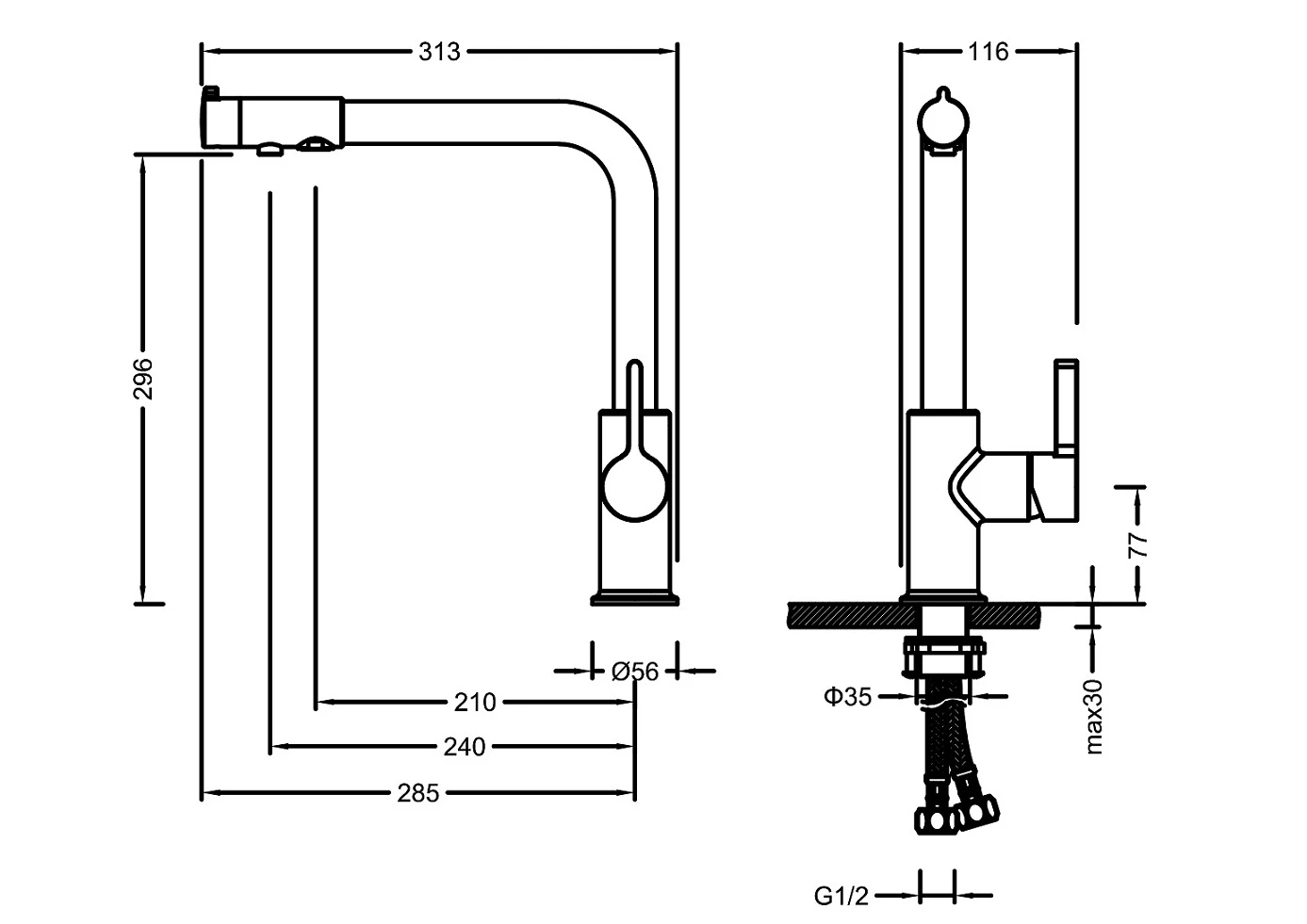 Смеситель для кухонной мойки Timo Hette (1026/00F chrome) - фото 3