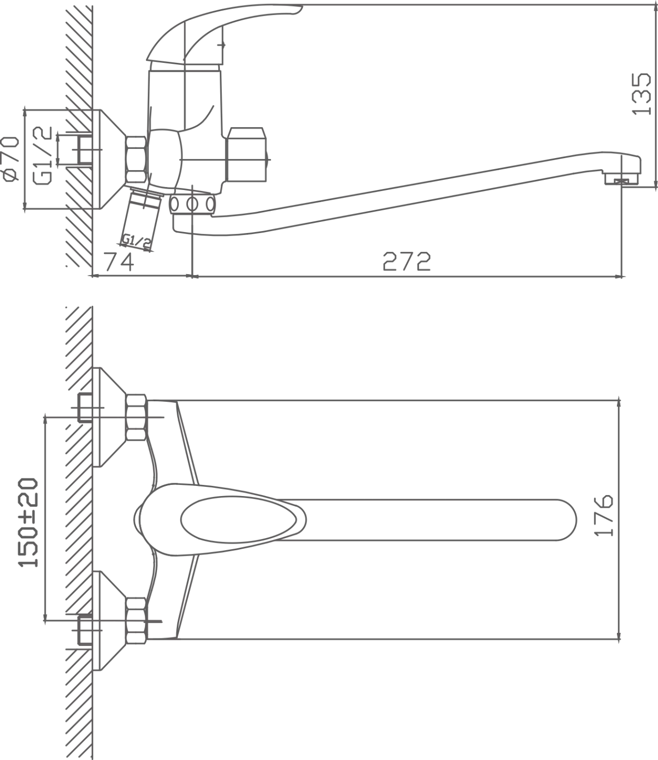 Смеситель для ванны Cron хром (CN2229) - фото 2