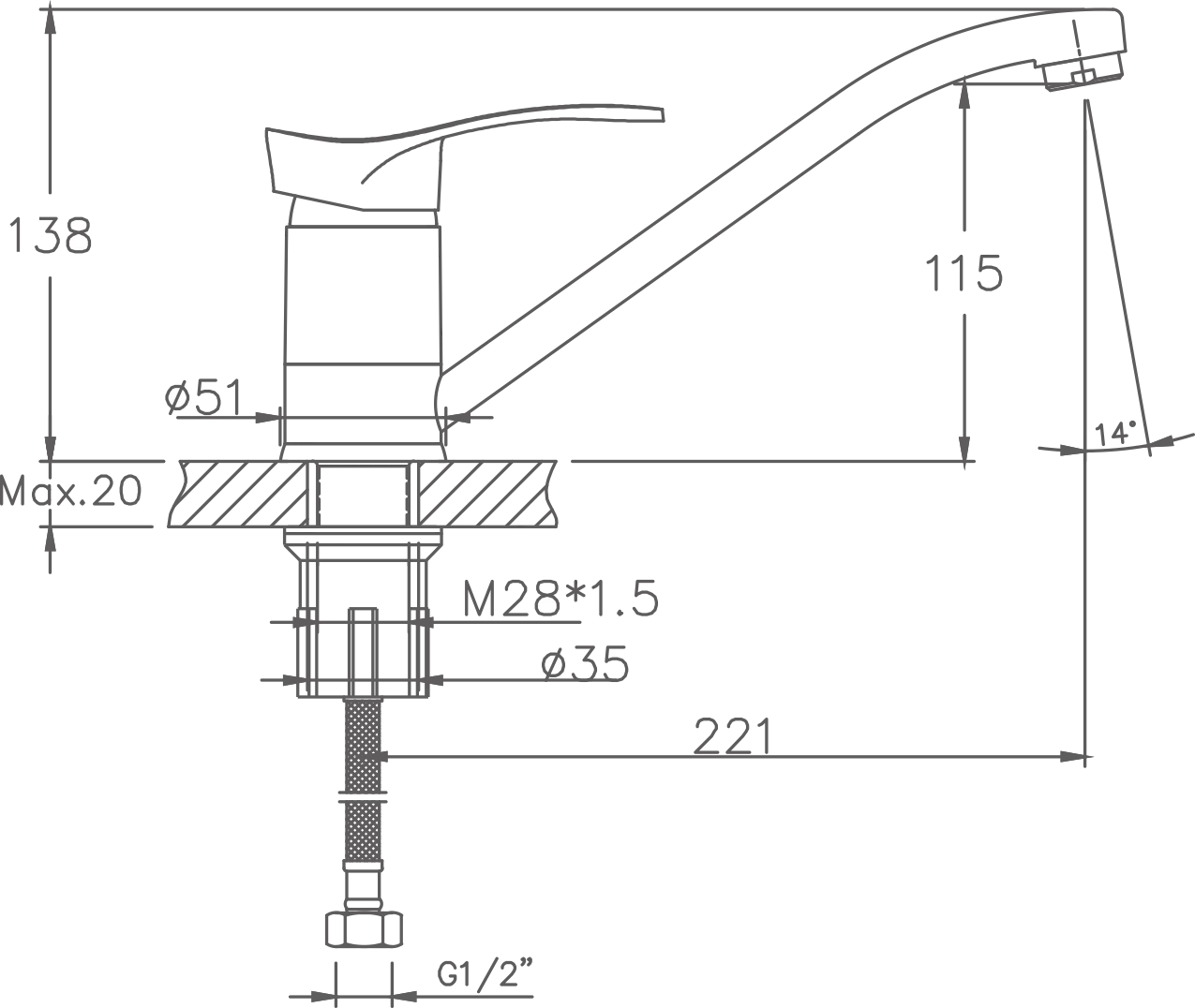 Смеситель для кухни Cron хром (CN4901) - фото 2