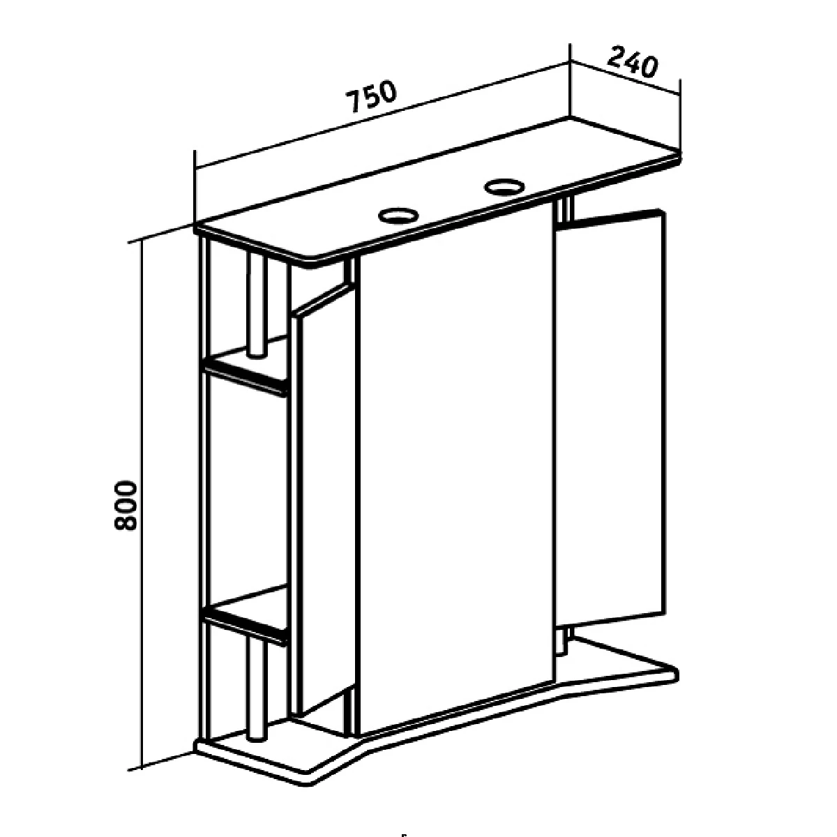 Зеркальный шкаф Runo правый Валенсия 75 (00000000019) - фото 3