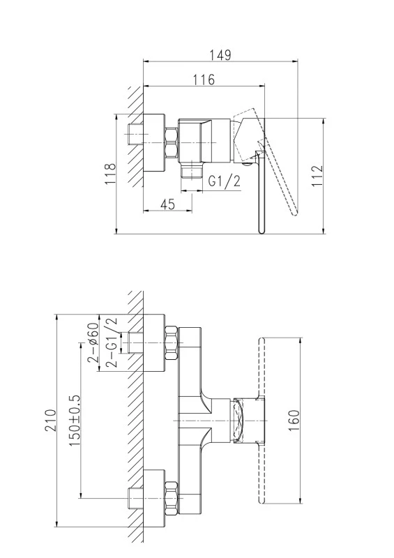 Смеситель для душа Cersanit BRASKO BLACK однорычажный черный (63109) - фото 9