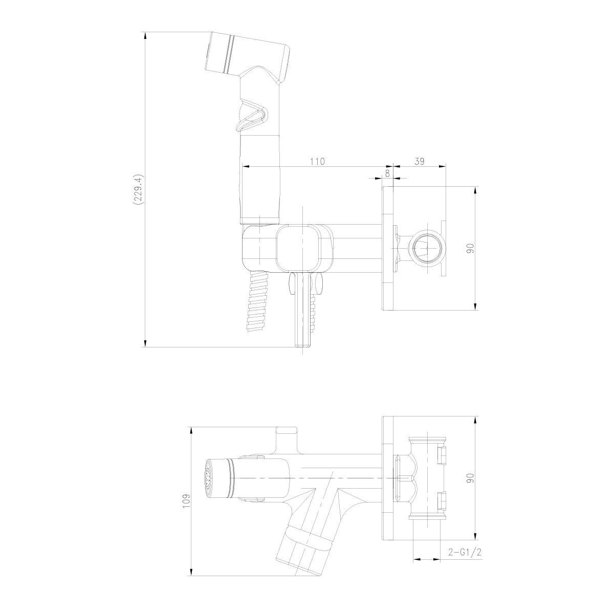 Смеситель Lemark Solo с гигиеническим душем, встраиваемый (LM7165BL) - фото 2