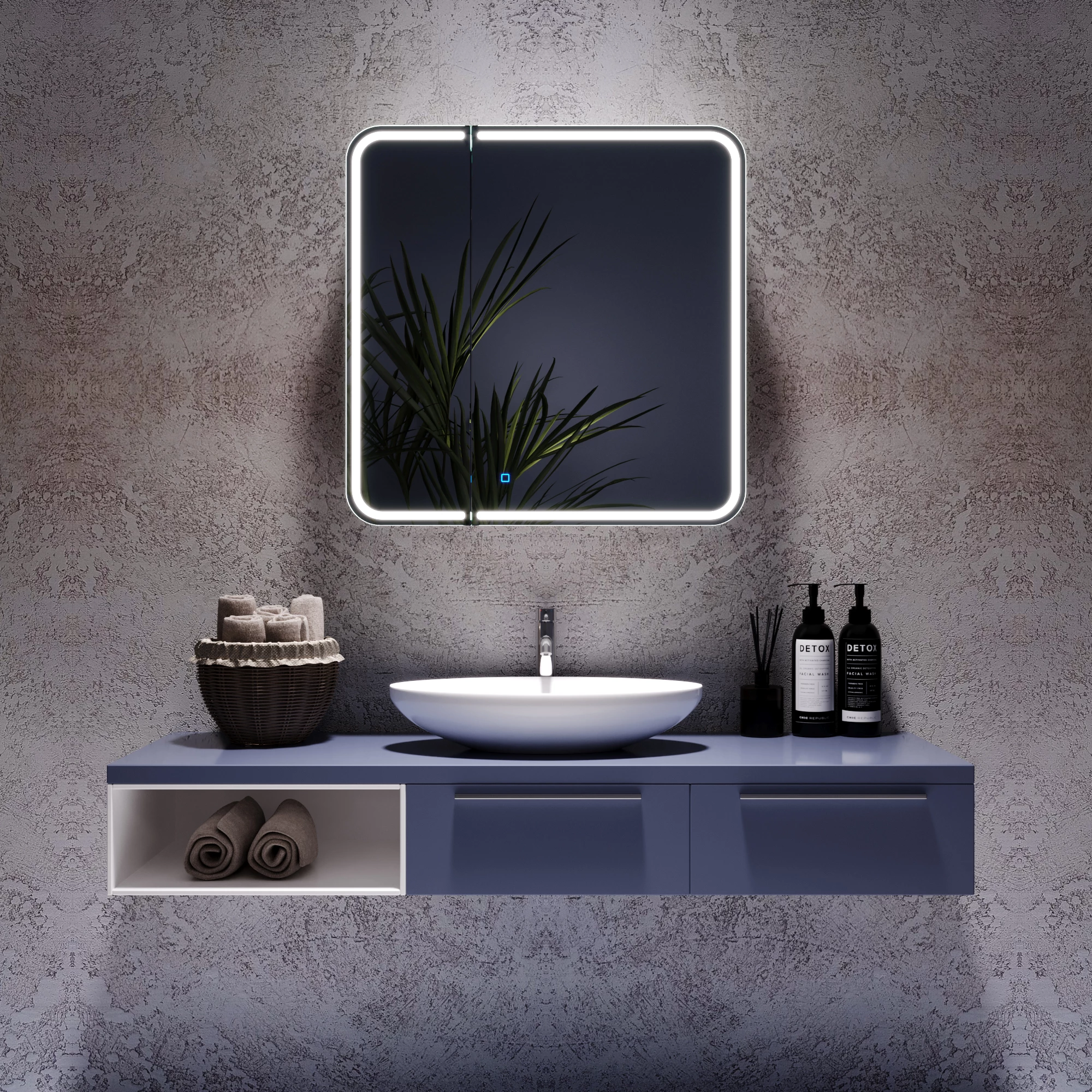 Зеркало-шкаф SILVER MIRRORS 805*800 Alliance - BLACK (LED-00002611) купить  оптом в Москве | Торговый дом НОВА