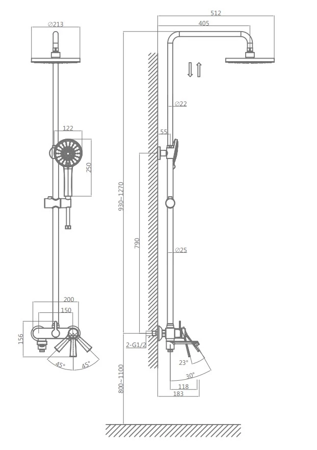 Душевая система D&K Bayern.Bamberg хром (DA1553701B18) - фото 3
