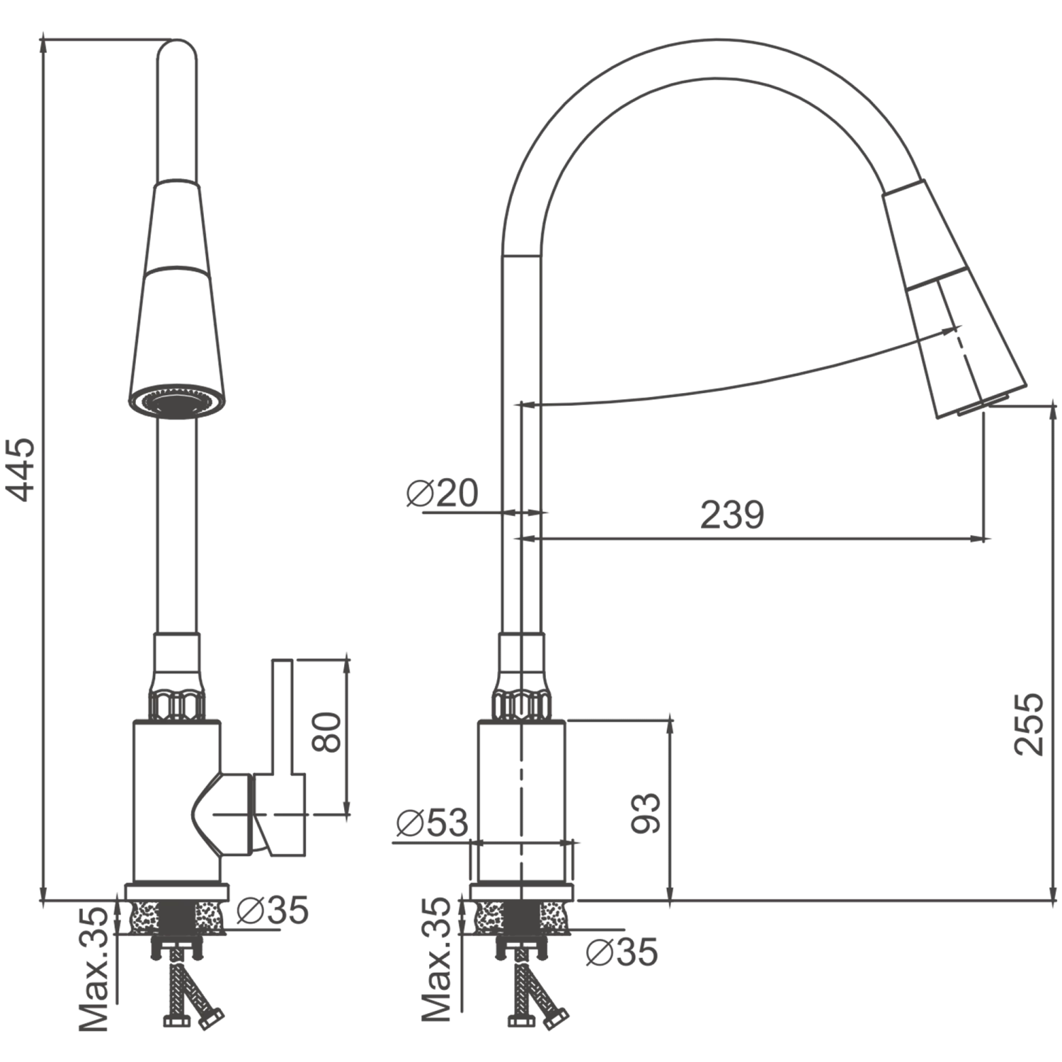 Смеситель для кухни BELZ гибкий хром (B74809) - фото 2