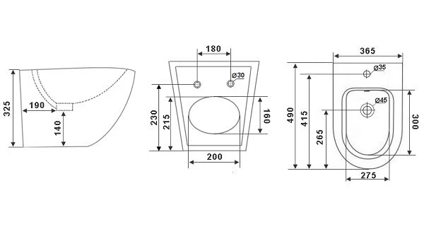 Биде подвесное TIMO KULO 490*365*325 (TK-404MB) - фото 3