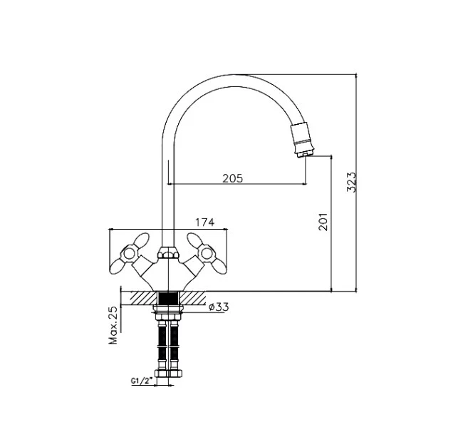 Смеситель для кухни Cron зеленый (CN46127-12) - фото 2