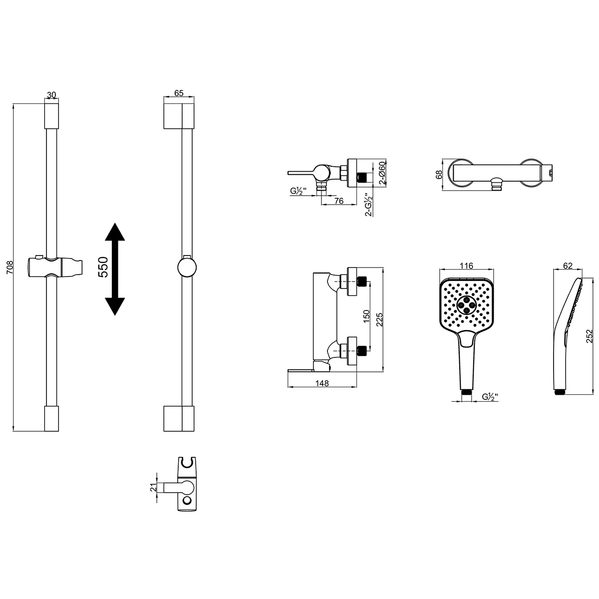 Смеситель Lemark Valday для душа (LMF-8124B-BRG) - фото 2