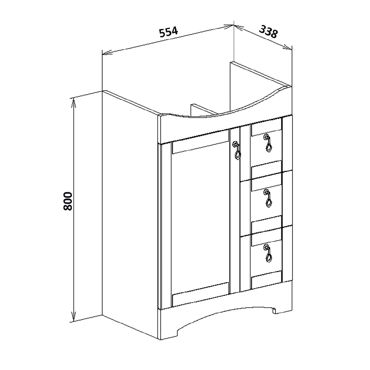 Тумба Runo Мерида 60 под умывальник УТ000002241 (Carina 60) (00-00000823) - фото 5