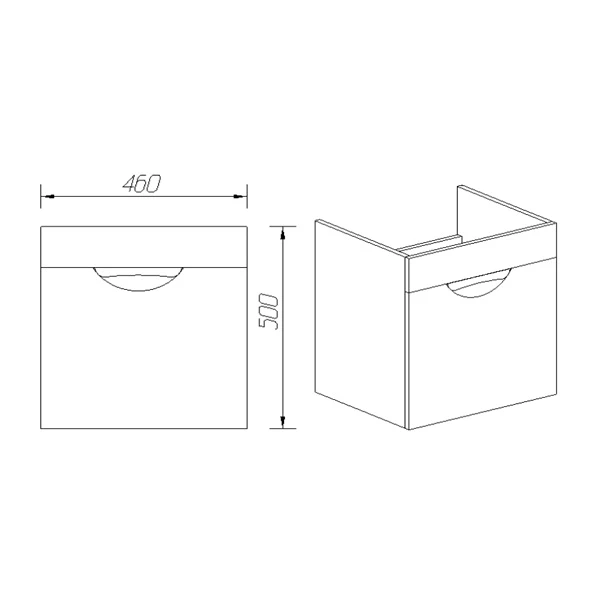 Тумба VIANT "Барселона" 1 ящик подвесная 380х460х500 под раковину .S-UM-COM50/1-w (COMO 50) (VBAR50CO-T1YP) - фото 3