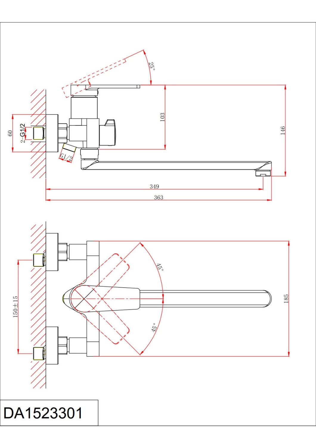 Смеситель DK для ванны Bayern.Fürth (DA1523301) - фото 3