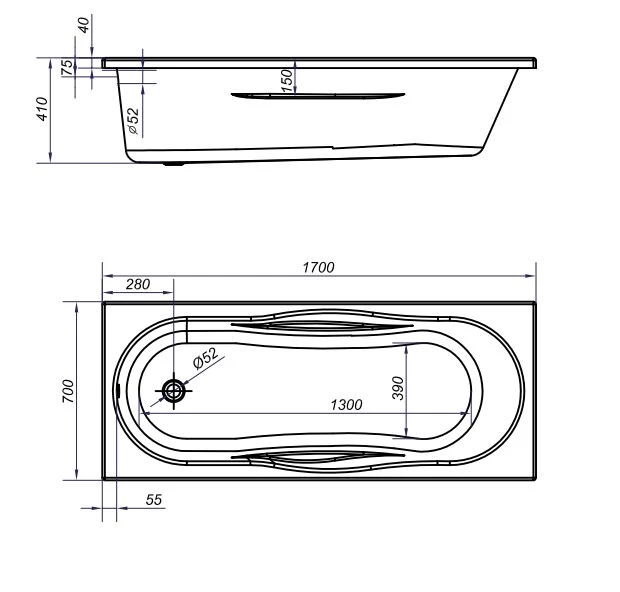Ванна прямоугольная MITO RED 150x70 (63375) - фото 3